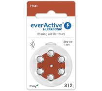 Izmērs 312, Dzirdes Aparāta Baterija, 1.45V everActive Zn-Air PR41 iepakojumā 6 gb.