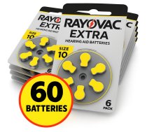 60 gab. Ekonomiskais Komplekts Dzirdes aparāta baterijas | izmērs 10 | Extra Advanced Zn-Air PR70