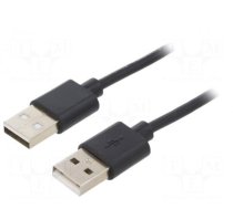 Kabelis | USB 2.0 | USB A spraudnis, abas puses | niķelēts | 3 m | melns