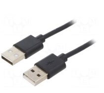 Kabelis | USB 2.0 | USB A spraudnis, abas puses | niķelēts | 1,8 m | melns