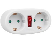 Elektrības kontaktligzda, sadalītājs ar 2 kontaktligzdām un slēdzi, Universāla, 2x16A, MCE338 F