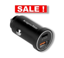 12–24V Auto USB ātrais lādētājs ar Quick Charge 3.0, 3A, 38W, 2 porti: USB-C + USB-A