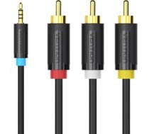 Kabelis | Jack 2,5 mm spraudnis, RCA spraudnis x3 | 1,5 m | Pārklājums: apzeltīts