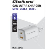 GaN ULTRA 65W lādētājs| 5-20V | 2.25-3.25A | 1 x USB Type-C PD | 1x USB QC 3.0 | Portatīvais dators