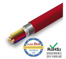 Kabelis ugunsdrošības sistēmām PRO BASE - 2x2x0.8, sarkans,LSZH, Dca,100m