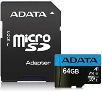 Adata MEMORY MICRO SDXC 64GB CLASS10/W/A AUSDX64GUICL10A1-RA1 ADATA