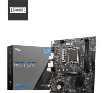 MSI Mainboard|MSI|Intel H610|LGA 1700|micro ATX|RAM DDR5-SDRAM|2xSlots|1xPCI Express x1 slots|1xPCI Express x16 slots|1xNumber of M.2 (M) slots|PROH610M-G