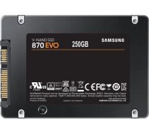 Samsung SSD|SAMSUNG|870 EVO|250GB|SATA|MLC|Write speed 530 MBytes/sec|Read speed 560 MBytes/sec|2,5"|TBW 150 TB|MTBF 1500000 hours|MZ-77E250B/EU
