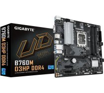 Gigabyte Mainboard|GIGABYTE|Intel B760 Express|LGA1700|Micro-ATX|Memory DDR4|Memory slots 4|2xPCI-Express 3.0 1x|1xPCI-Express 4.0 16x|2xM.2|1x15pin D-sub|1xHDMI|1xDisplayPort|6xUSB 2.0|5xUSB 3.2|1xUSB-C|1xPS/2|1xRJ45|3xAudio port|B760MD3HPDDR4