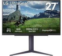LG LCD Monitor|LG|27"|Panel IPS|2560x1440|16:9|180Hz|1 ms|Pivot|Height adjustable|Tilt|Colour Black|27GS85Q-B