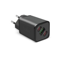 SBS PD travel charger 65W 2x USB-C/1x USB GaN black  (TETRGANUSB2C65W)