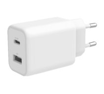 Deltaco PD charger 18W USB/30W USB-C white  (USBC-AC145)