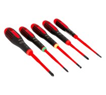 BE-9871SL, ERGO™ Slim VDE izolēts ar rievām, Phillips un Torx® skrūvgriežu komplekts ar 3 komponentu rokturi – 5 gab, Bahco