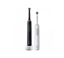Oral-B Electric Toothbrush Pro3 3900 Cross Action Rechargeable, For adults, Number of brush heads included 2, Black and White, Number of teeth brushing modes 3, Duo Pack + Bonus Handle 576721