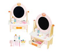 Koka tualetes galdiņš ar rozā bērnu aksesuāriem 577023