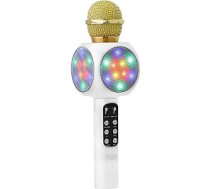 Goodbuy LED 360 karaoke mikrofons ar Bluetooth skaļruni | 5W | aux | balss modulators | USB | Micro SD balts 608517
