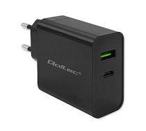 Super Quick PD lādētājs Qoltec 52378 | 1xUSB-C | 1xUSB | 45 W | 5-20V | 2,25-3A | Melns 642654