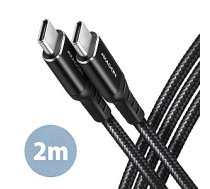 BUCM-CM20AB kabelis USB-C — USB-C 2.0, 2m, PD 60W, 3A, ALU, pīts melns 647562