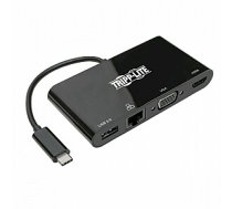 Daudzportu adapteris USB-C 4K HDMI, VGA, USB-A, GbE, HDCP U444-06N-HV4GUB melns 649669