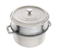 Apaļa čuguna panna ar ieliktni STAUB La Cocotte 40508-822-0 - 3,8 l. baltā trifele 615515