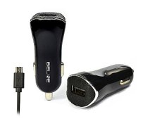 Ładowarka samochodowa USB + microUSB 1A czarna 813152