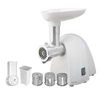 Meat mincer Camry CR 4802 White, 600-1500 W, Number of speeds 1, Middle size sieve, mince sieve, poppy sieve, plunger, sausage filler, vegatable attachment. 152784