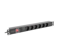 Rack jaudas slēdzis PDU 19 collas 1U 16A 6x230V schuko 2m melns 889858