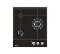 Simfer Hob H4.305.HGSSP Gas on glass, Number of burners/cooking zones 3, Rotary painted inox knobs, Black, 45 cm 203956