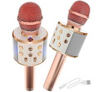 Goodbuy karaoke mikrofons ar iebūvētu Bluetooth skaļruni / 3W / aux / balss modulators / USB / Micro SD gaiši rozā 309713
