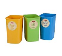 Atkritumu spainu bez vāka komplekts Deco Flip Bin 3x10L zils/zaļš/dzeltens 144811