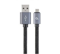 Cablexpert Cotton Braided Micro-USB Cable with Metal Connectors, 1.8 m, Black, Blister 377246