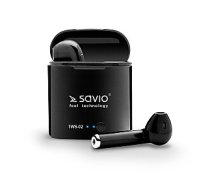 Savio TWS-02 bezvadu Bluetooth austiņas, melnas 378356