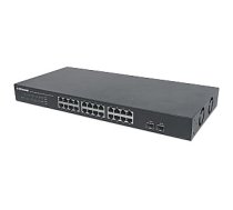 24 portu Intellinet Gigabit Ethernet slēdzis ar 2 SFP portiem, 24 RJ45 10/100/1000 Mb/s + 2 SFP porti, IEEE 802.3az (energoefektīvs Ethernet), 19 collu statīva stiprinājums, metāls (Euro 2-Pin) 382135