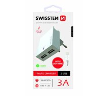 Swissten Premium Tīkla Lādētājs 2x USB 3А / 15W Ar Lightning vadu 1.2m 406922
