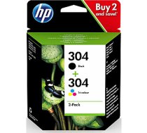 HP HP 304 2-pack tintes komplekts | melns, trīskrāsains 74784