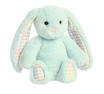 AURORA Rainbow Gingham Bunnies Plīša piparmētru zaļš  trusis, 18 cm 441446