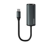 Adapteris SAVIO USB-C 3.1 Gen.1 (M) uz RJ-45 Gigabit Ethernet (F), 1000 Mbps, AK-56, pelēks 453680