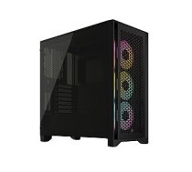 Corsair Tempered Glass PC Case iCUE 4000D RGB AIRFLOW Side window, Black,  Mid-Tower, Power supply included No 490209