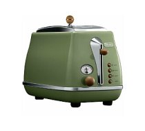 DELONGHI Icona Vintage Toaster CTOV 2103.GR 900W, Stainless steel, Crumb tray, Defrost, Green 517062