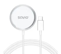 Savio Bezvadu Lādētājs Savio ar USB - USB-C kabeli 15W 1m White