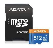 Adata ATMIŅA MICRO SDXC 512GB W/AD./AUSDX512GUICL10A1-RA1 ADATA