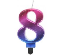 GoDan GoDan Night sky Metallic Tortes svece Skaitlis 8 (8cm) Pink/Blue/Violet Ombre
