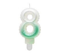 GoDan GoDan Tortes svece - Gaisa Balons Skaitlis 8 (7cm) White/Green Ombre
