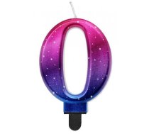 GoDan GoDan Night sky Metallic Tortes svece Skaitlis 0 (8cm) Pink/Blue/Violet Ombre