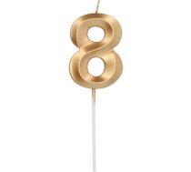 Folat Folat Glamor Tortes svece Skaitlis 8 (7cm) Metallic Gold