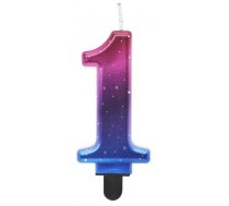 GoDan GoDan Night sky Metallic Tortes svece Skaitlis 1 (8cm) Pink/Blue/Violet Ombre
