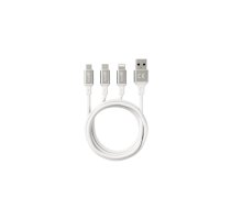 Prio prio 3in1 Micro USB &amp; USB C &amp; Lightning uz USB A kabelis 3A 1,2 m, balts