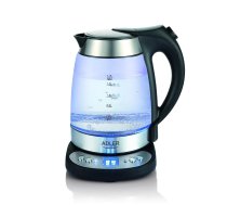 Tējkanna Adler Kettle AD 1247 NEW With electronic control, 1850 - 2200 W, 1.7 L, Stainless steel, glass, Stainless steel/Transparent, 360° rotational base