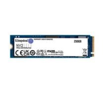 SSD cietais disks SSD|KINGSTON|NV2|250GB|M.2|PCIe Gen4|NVMe|Write speed 1300 MBytes/sec|Read speed 3000 MBytes/sec|2.2mm|TBW 80 TB|MTBF 1500000 hours|SNV2S/250G