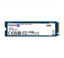 SSD cietais disks Kingston | SSD | NV2 | 250 GB | SSD form factor M.2 2280 | Solid-state drive interface PCIe 4.0 x4 NVMe | Read speed 3000 MB/s | Write speed 1300 MB/s